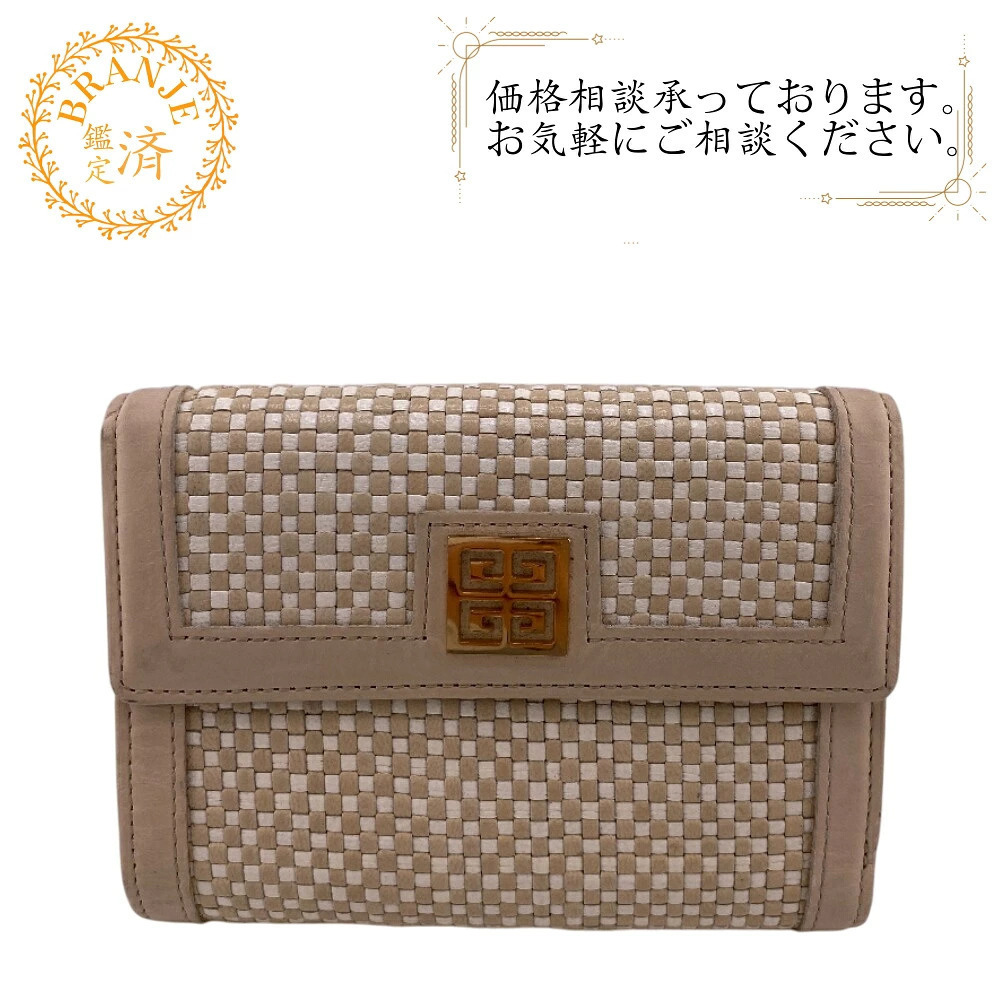 GIVENCHY Tri fold Wallet Double Snap Closure coin wallet Purse Billfold Card